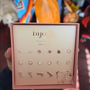 Silver and Pink Earring Set